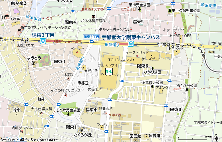 アイシティ宇都宮ベルモール付近の地図